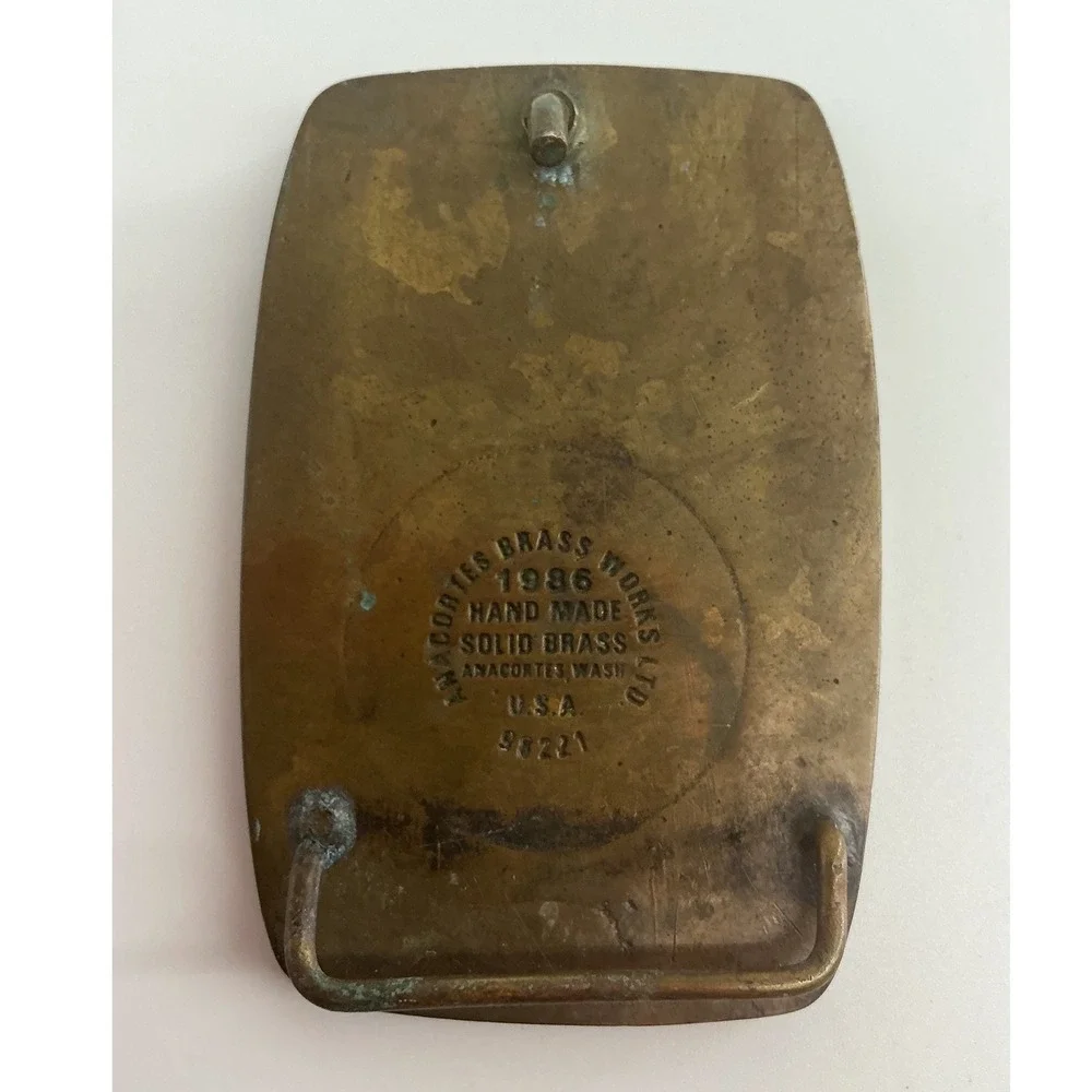 Vintage Lampson Prudhoe Bay Alaska Sealift 1986 Solid Brass Belt Buckle USA Made